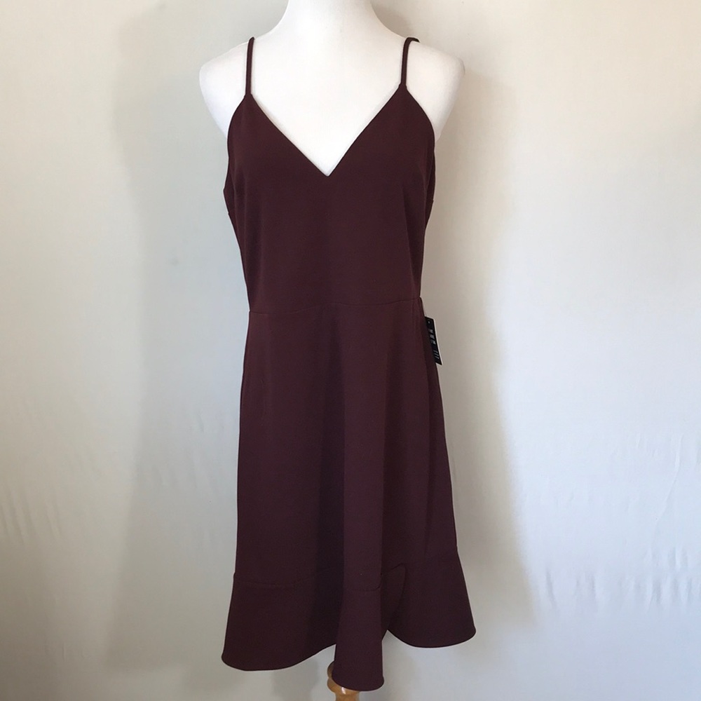 Express Ruffle Cami Fit & Flare Dress Red Large - Picture 5 of 5